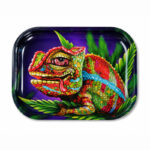 V-Syndicate Chameleon small rolling tray with colourful chameleon artwork on a white background