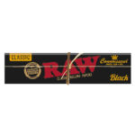 RAW Black Connoisseur rolling papers plus tips single pack on white background