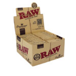 Full box of RAW Connoisseur Plus Tips rolling papers on white background