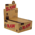 Full box of RAW King Size Slim rolling papers on white background