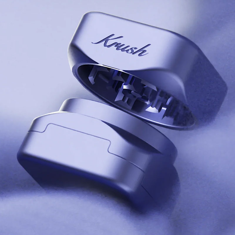 Dusk Krush Kube grinder opened with the grinding chamber visible