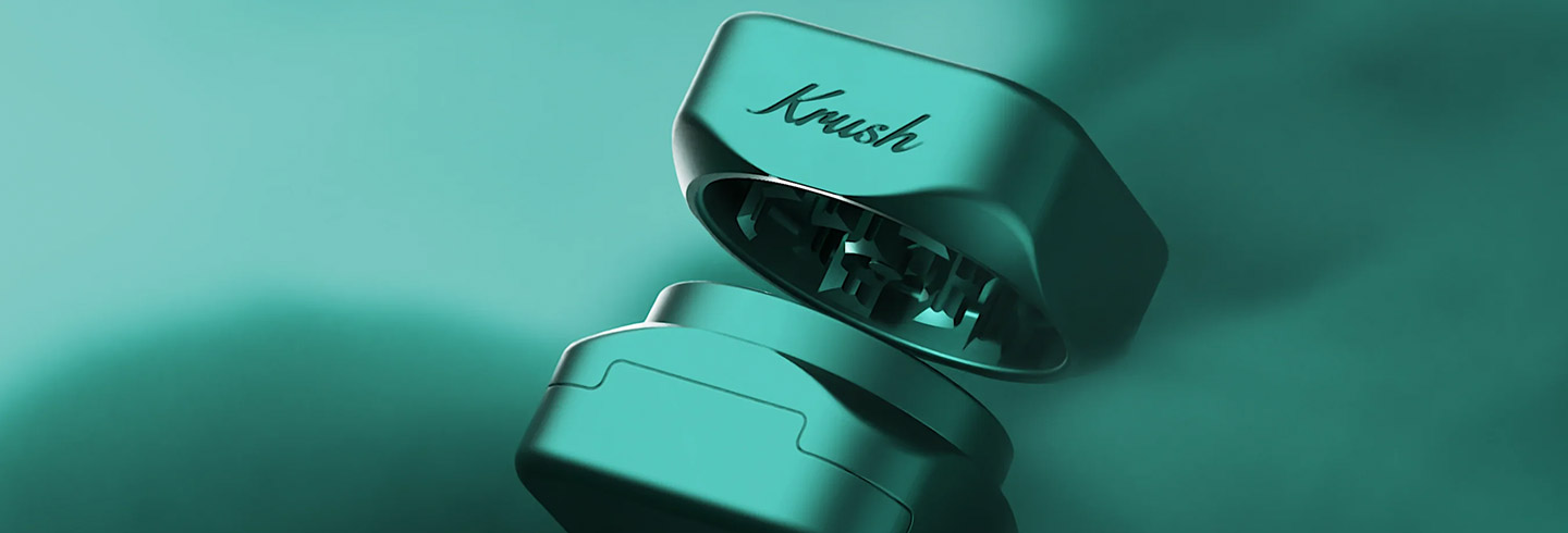 banner image showing green krush 3.0 grinder with green background