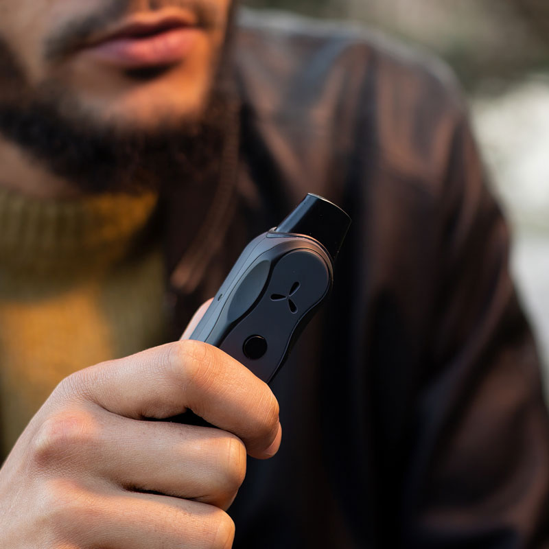 AirVape XS Go pocket-sized dry herb vaporizer in onyx black