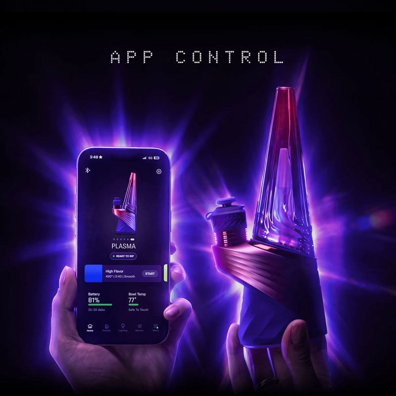 Phone displaying personalised heat and vapour settings for the Puffco Peak Pro Plasma