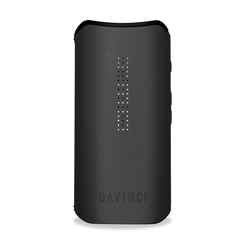 Black DaVinci IQ Core vaporizer shown from the front on a white background