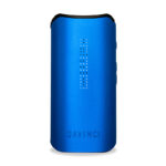 Blue DaVinci IQ Core vaporizer shown from the front with vertical LED display