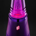 Detailed view of the glowing glass, LED lighting and logo on the Peak Pro Plasma