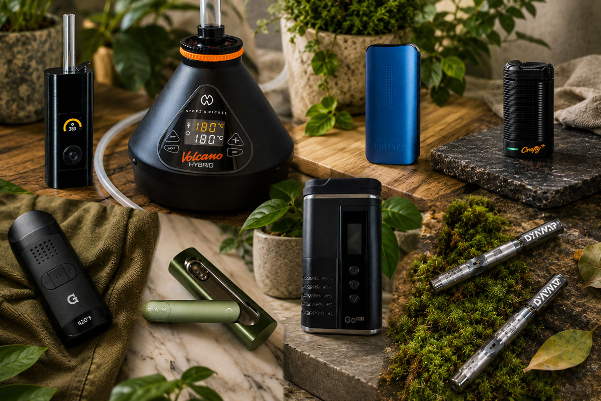 PAX, Storz & Bickel, Arizer, DaVinci, DynaVap, G Pen and AirVape dry herb vaporizers