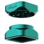 Emerald green Krush Kube 2.0 aluminium grinder opened to show its grinding teeth and two-part design