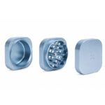 Blue Haze PAX separated into three sections showing the internal grinding teeth and storage chamber