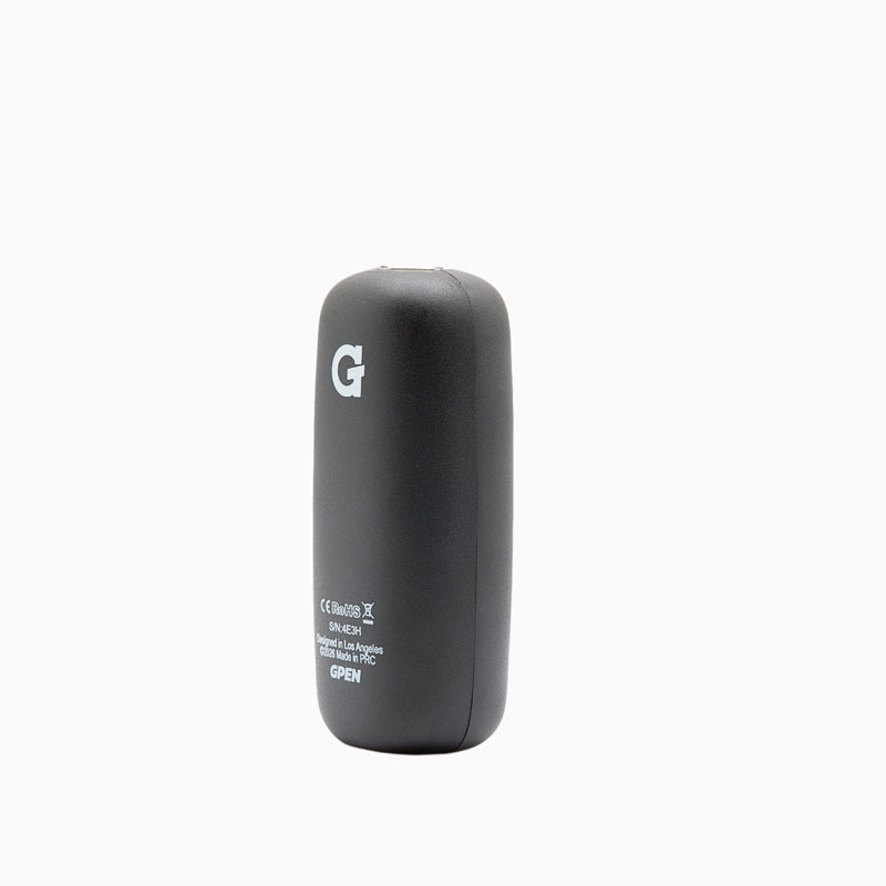 Rear-right angled view of the black G Pen 510 OG battery with branding and product information