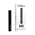 CCELL M4 black 510 vape battery displayed beside its retail box