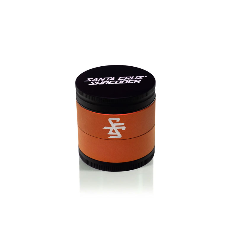 Santa Cruz Shredder Split Series orange and black 4 piece herb grinder closed