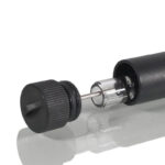 Black Santa Cruz Shredder Hemp Dugout with removable cap, metal cleaning poker and glass one hitter