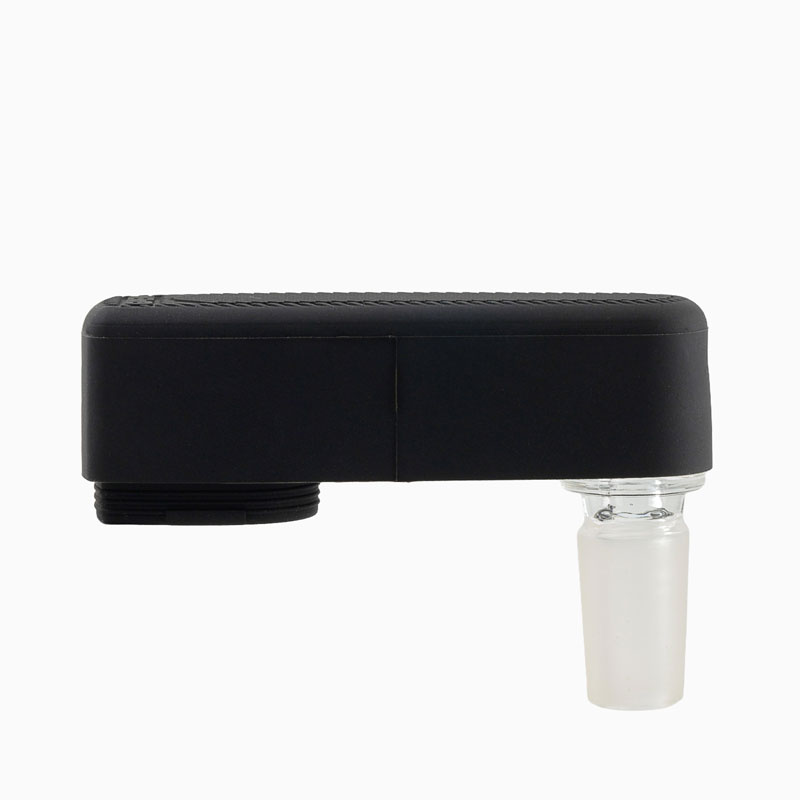 Side profile of the G Pen Micro 2 Rig Adapter showing its black silicone body and 14mm glass connection