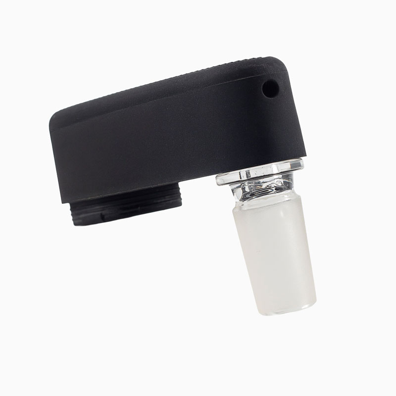 Close up of the G Pen Micro 2 Rig Adapter showing its angled design, airflow hole and glass joint