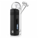G Pen Micro 2 Vaporizer with clear glass Sidecar Showerhead Bubbler attached and angled glass mouthpiece