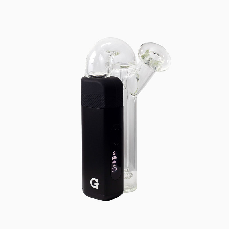 Front view of the G Pen Micro 2 Vaporizer with Sidecar Showerhead Bubbler fitted and LED display visible