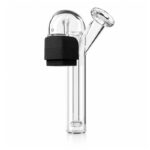 G Pen Micro 2 Sidecar Showerhead Bubbler showing the clear glass chamber, black silicone fitting and angled mouthpiece