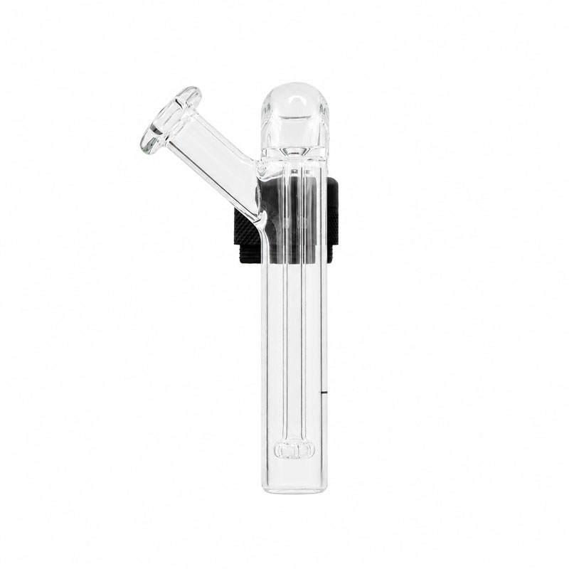 Rear view of the G Pen Micro 2 Sidecar Showerhead Bubbler showing its internal glass tube and silicone connector