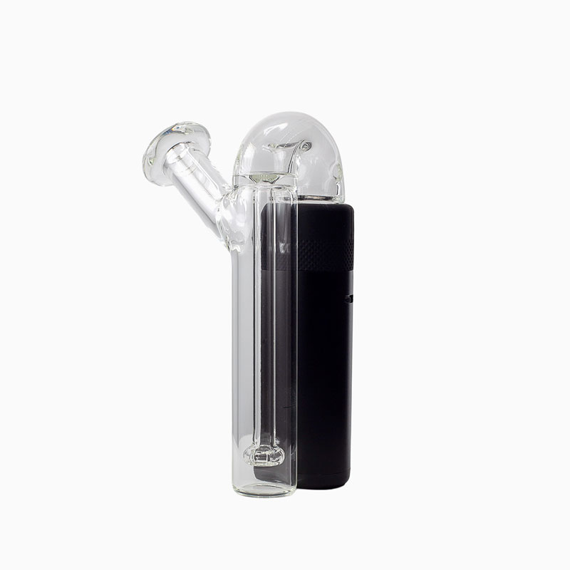 Side profile of the clear glass Sidecar Showerhead Bubbler fitted onto the G Pen Micro 2 Vaporizer