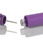 Purple Santa Cruz Shredder Hemp Dugout showing removable cap with metal poker and glass one hitter inside
