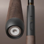 Vessel Craftsman 510 Battery showing the metal base, wooden body and 510 oil cartridge fitted at the top
