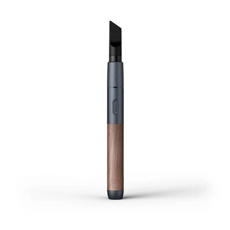 Front view of the Vessel Craftsman 510 Battery showing its slim design, walnut wood body, control button and black mouthpiece