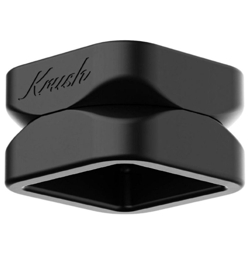 Black Krush Kube 2.0 grinder showing its square two-part design and Krush logo