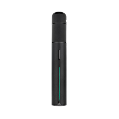Close-up studio shot of a black portable vaporizer pen.