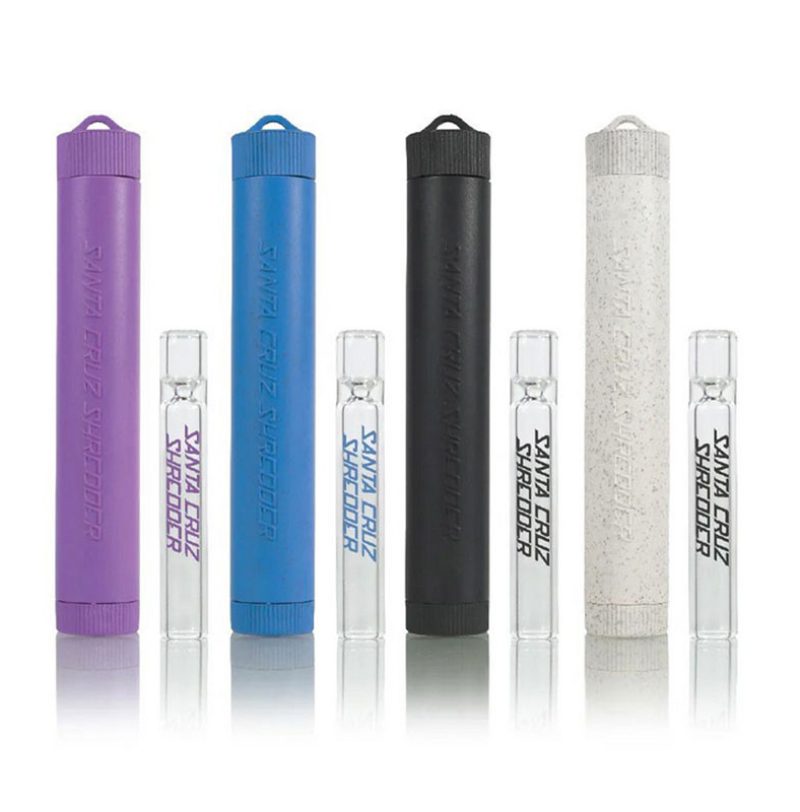 Santa Cruz Shredder Hemp Dugout in purple, blue, black and white with matching branded glass one hitters