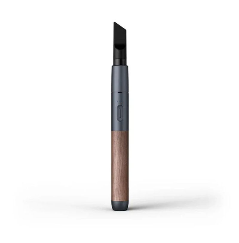 Front view of the Vessel Craftsman 510 Battery showing its slim design, walnut wood body, control button and black mouthpiece